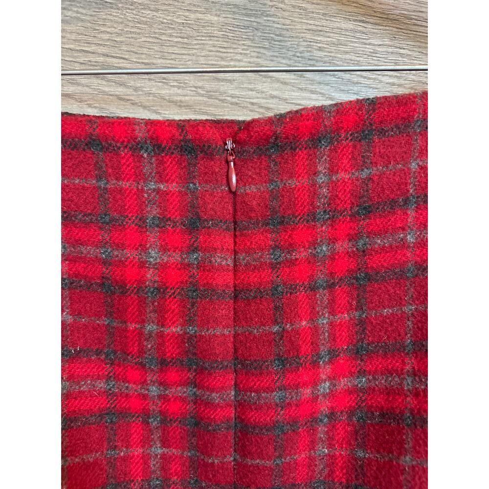Talbots Outlet | Red/Gray Wool Blend Plaid Pencil Skirt | 8 - Picture 6 of 12